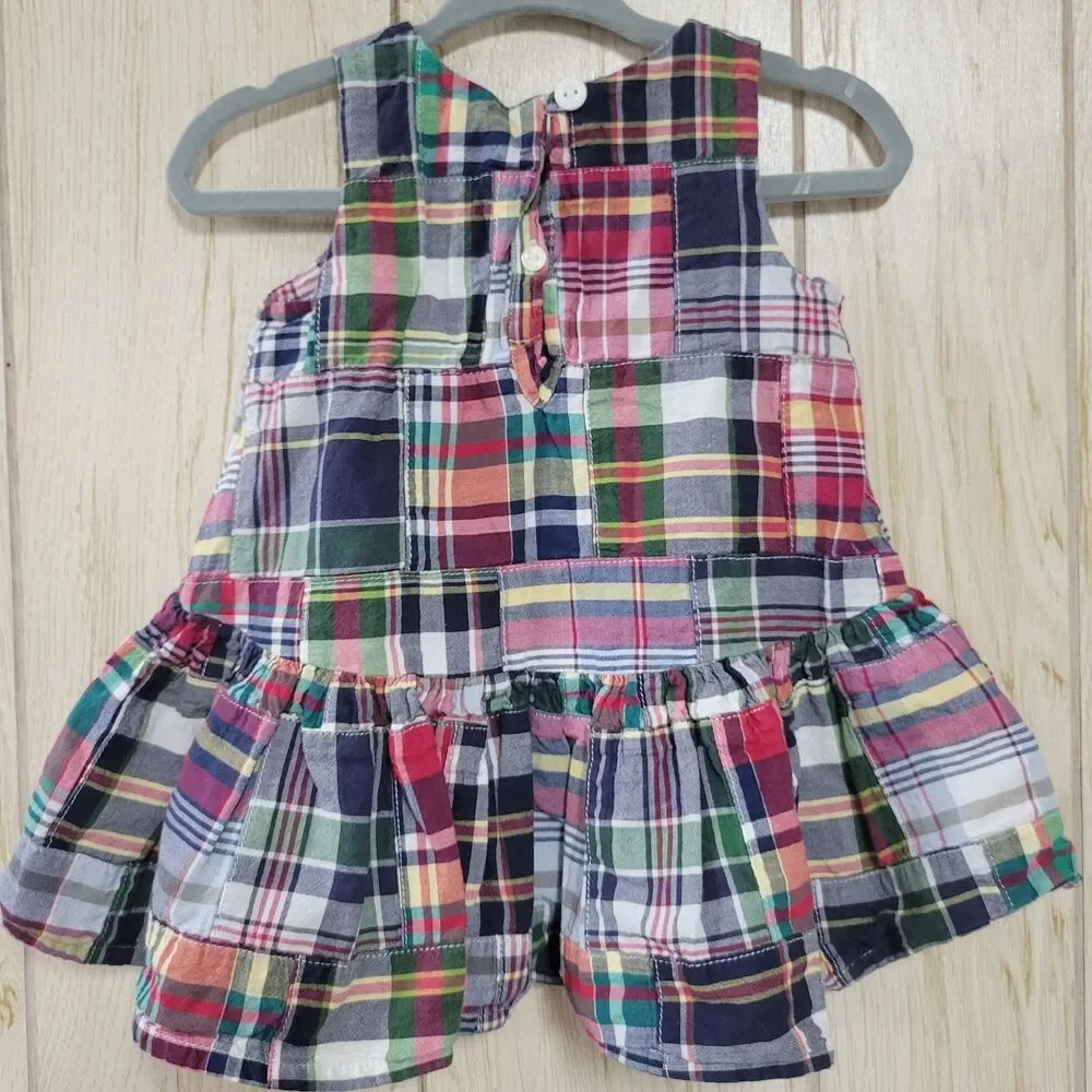 Ralph Lauren Plaid Patchwork Ruffle Baby Dress 6M